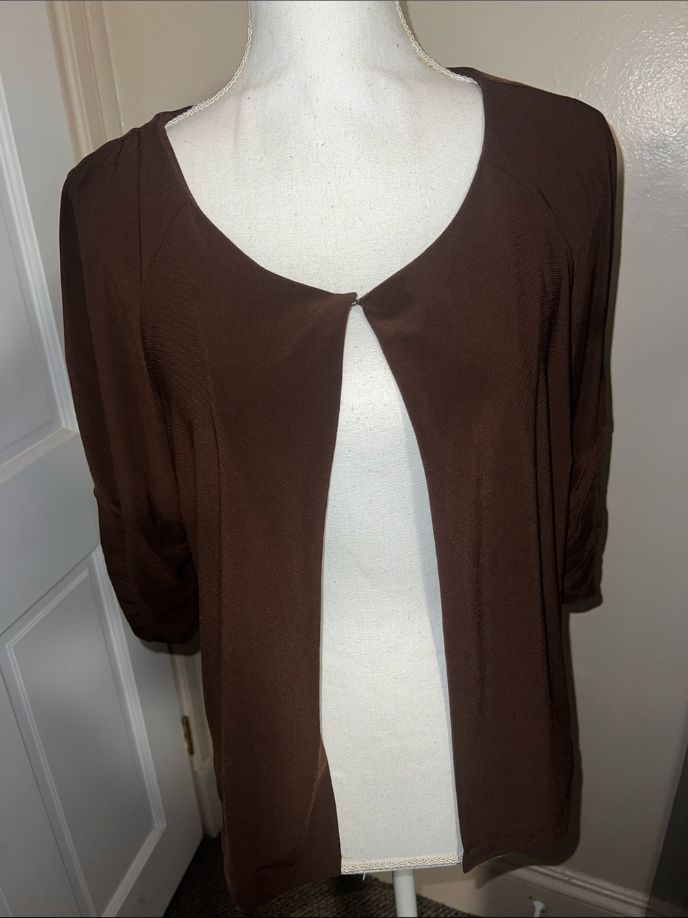 Perceptions Brown Open Front Women's Top - Picture 1 of 3